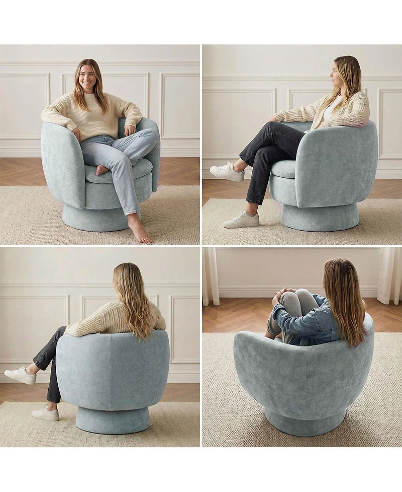 Maison Boucle 31 Wide Swivel Barrel Accent Chair, 360degree(s) Upholstered Armchair, 1 Pc