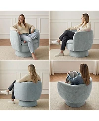 Maison Boucle 31 Wide Swivel Barrel Accent Chair, 360degree(s) Upholstered Armchair, 1 Pc