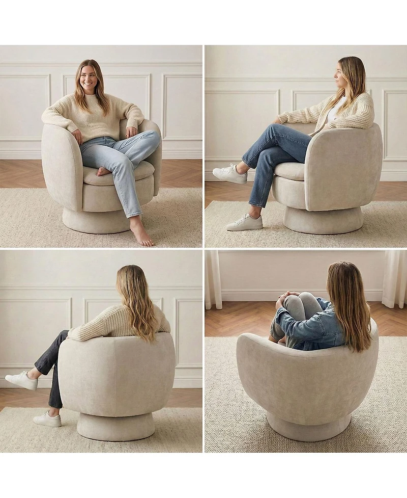 Maison Boucle 31 Wide Swivel Barrel Accent Chair, 360degree(s) Upholstered Armchair, 1 Pc
