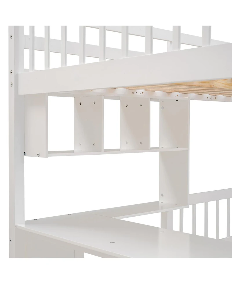 Streamdale Furniture Full Over Twin Bunk Bed with Desk, Drawers and Shelves