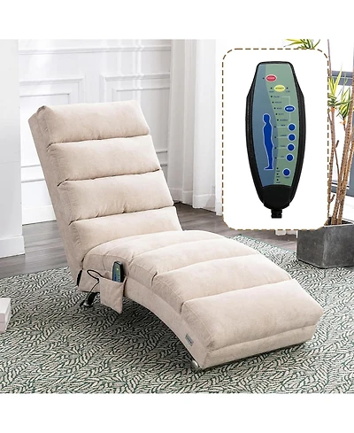 Rainsken Luxury Upholstered Chaise Lounge Chair with Gentle Vibration Function