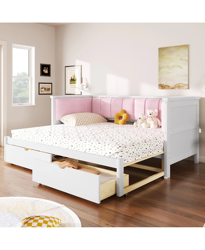 Streamdale Furniture Twin Xl to King Daybed w/ Storage and Upholstered Backrest