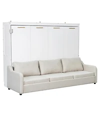 Streamdale Furniture Queen Murphy Bed With Sofa, Storage and Led