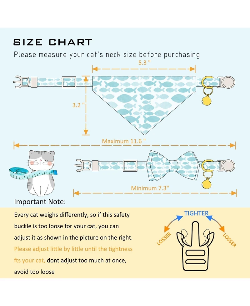 Aronkl 2 Pack Cat Collar Set with Bow Tie Bandana Breakaway Safety Bell Adjustable