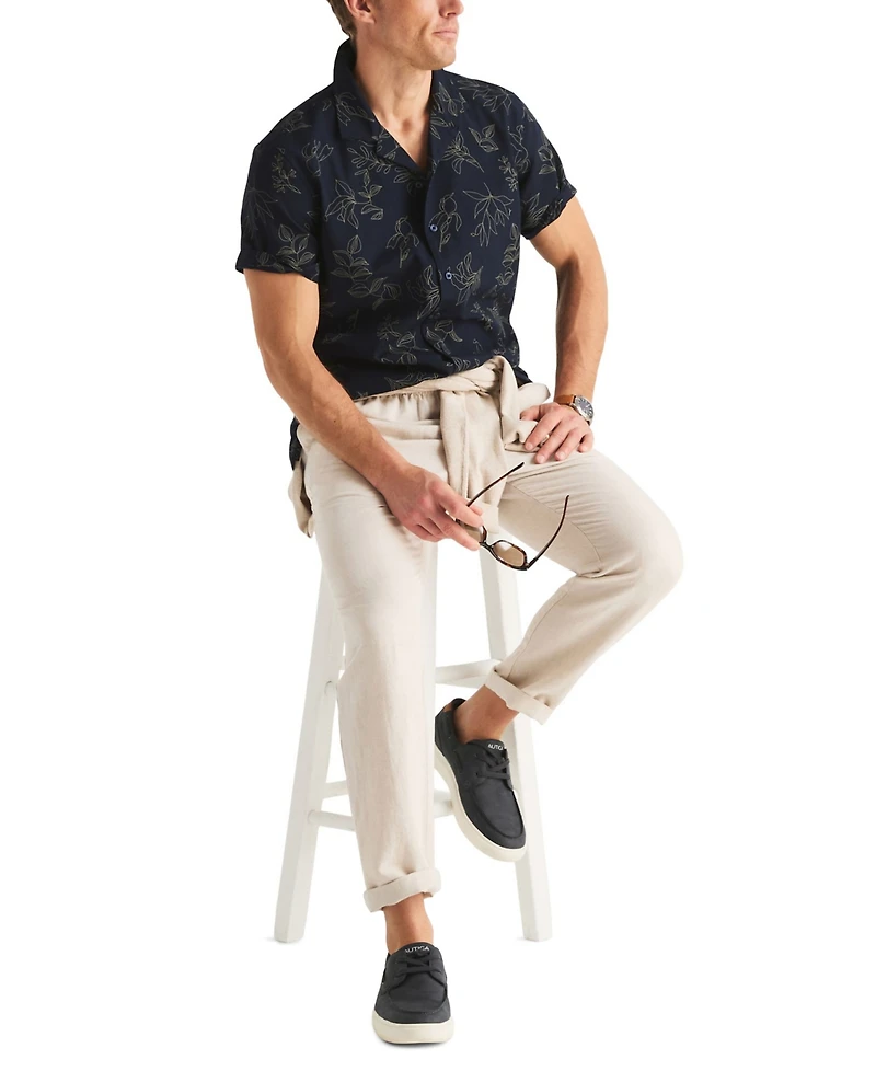 Nautica Men's Short-Sleeve Embroidery Camp Collar Shirt