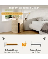 Streamdale Furniture Cal King Boucle Upholstered Platform Bed w/ Curve Headboard