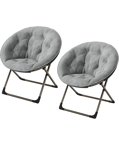 gaomon 2-Piece Saucer Chair Set, Faux Fur Lounge Moon Chairs, Oversized Plush Foldable Seat, Bedroom, Dorm