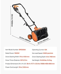 Sugift Electric Snow Shovel, 12A 17 inch Corded Snow Shovel, Adjustable Chute for Winter