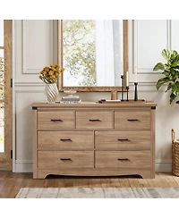 Streamdale Furniture Farmhouse 7-Drawer Dresser, Oak Storage Organizer