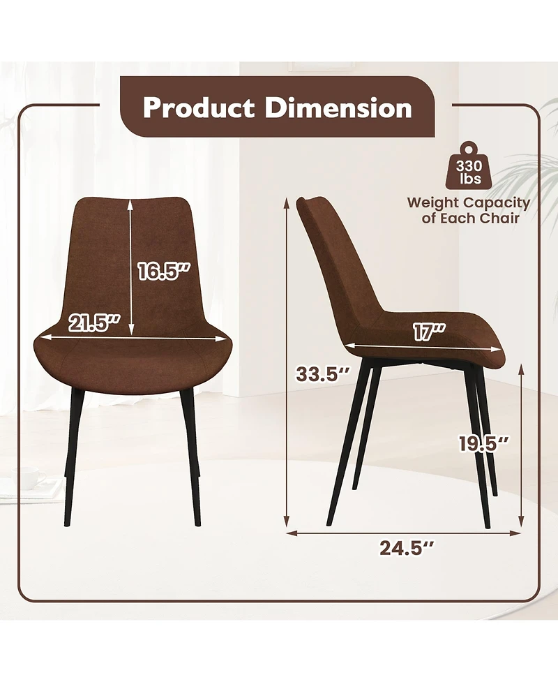 Gymax Dining Chair Set of 4 w/ Metal Legs Padded Seats and Backs for Room
