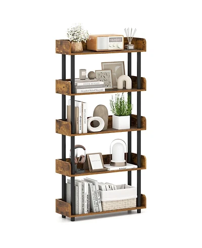 Sugift 5-Tier Open Bookcase with Industrial Storage Unit