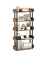 Sugift 5-Tier Open Bookcase with Industrial Storage Unit