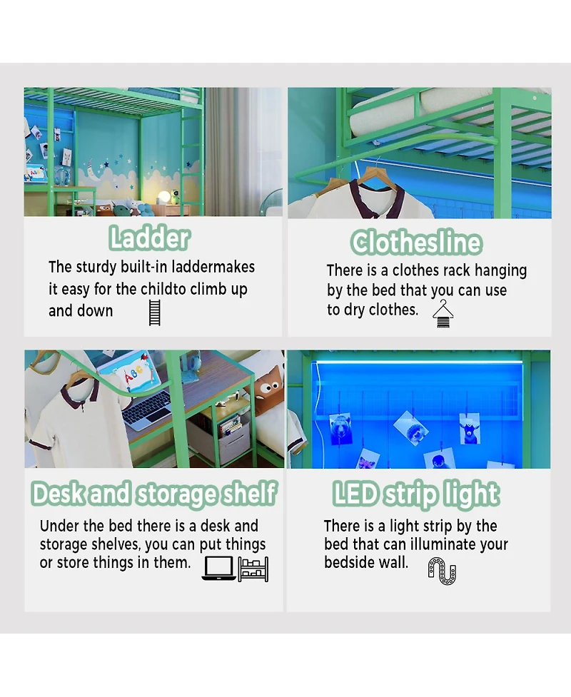 Streamdale Furniture L-Shaped Twin Bunk Bed w/ Desk, Storage