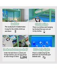 Streamdale Furniture L-Shaped Twin Bunk Bed w/ Desk, Storage