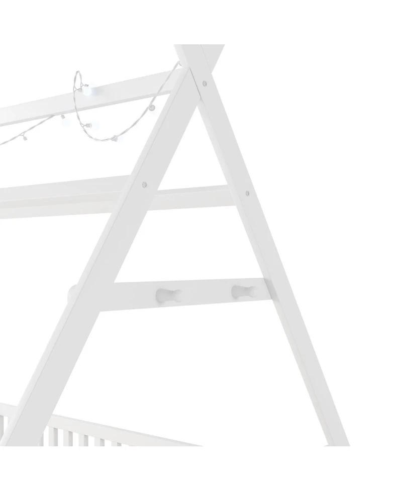 Streamdale Furniture House Bed with Light, Low Floor, Fence and Roof