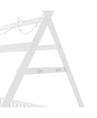 Streamdale Furniture House Bed with Light, Low Floor, Fence and Roof