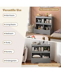 Sugift Toy Storage Organizer 4-Cubby Kids Bookcase for Toys and Books