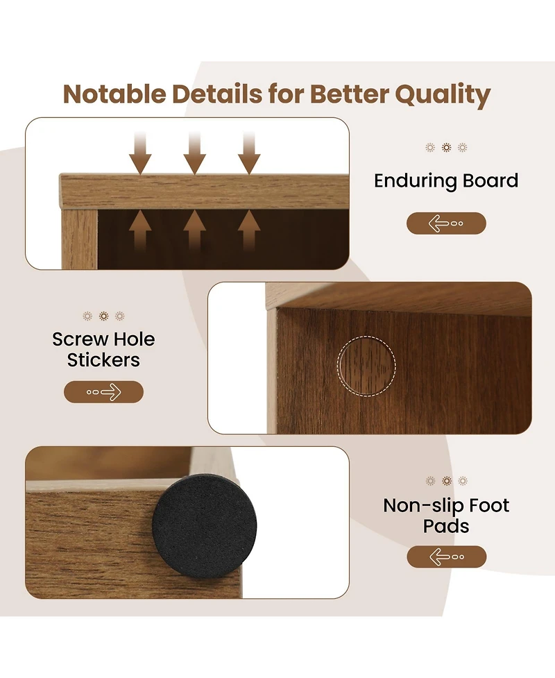 Sugift 2-Cube Bookcase Floor Standing Open Bookshelf with 5-Position Adjustable Shelf