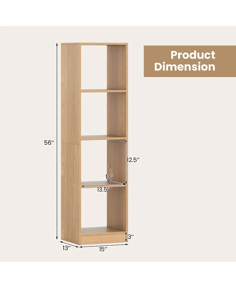 Sugift 5 Tiers 4-Cube Narrow Bookshelf with 4 Anti-Tipping Kits