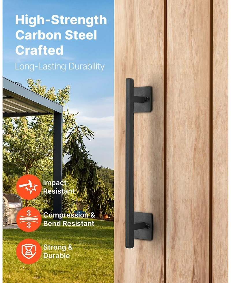 Sugift Barn Door Handle, 2Pcs 12.6" Rustic Steel Gate Handles for Outdoor Use