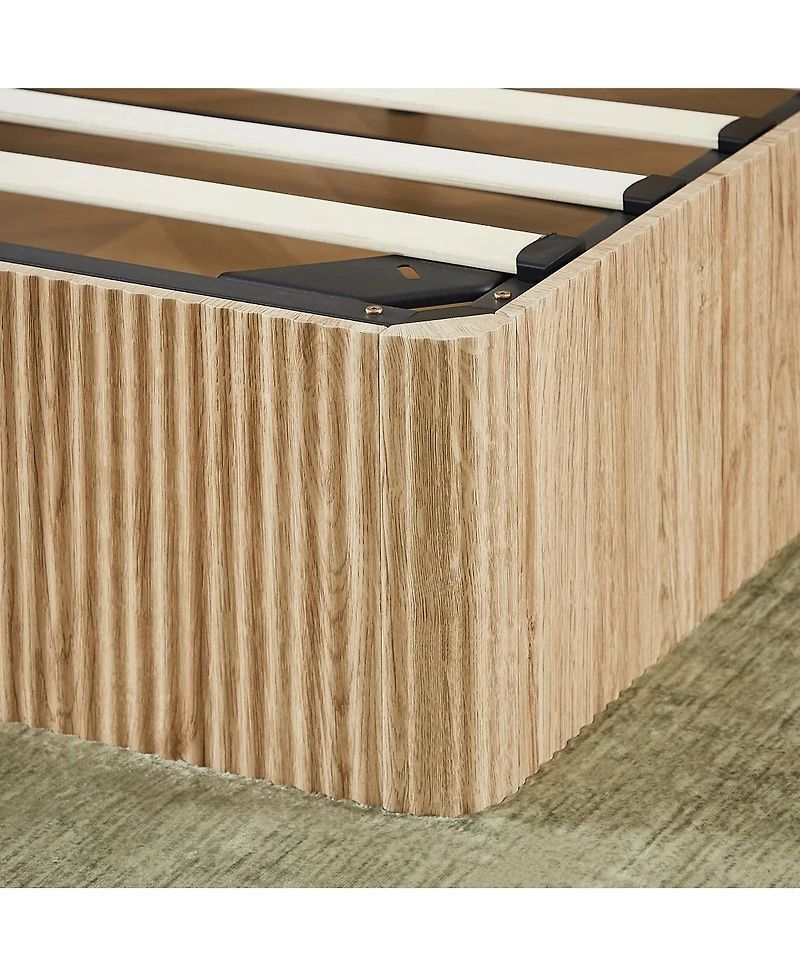 Streamdale Furniture Queen Oak Hydraulic Lift Storage Bed Frame