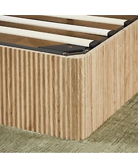 Streamdale Furniture Queen Oak Hydraulic Lift Storage Bed Frame