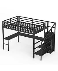 Streamdale Furniture Xl Loft Bed w/Desk, Wardrobe, Usb, Led