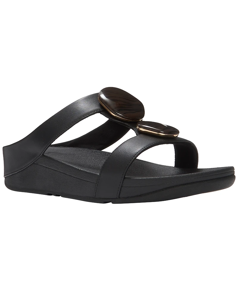 FitFlop Women's Fino Marbled-Stone H-Bar Slides Sandals