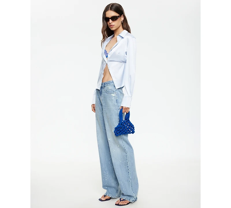 Lioness Women's Diamante Straight Cotton Jeans