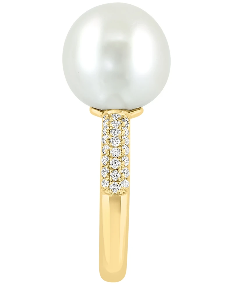 Effy Collection Diamond (1/3 ct. t.w.) & Freshwater Pearl (12mm) Ring in 14k Yellow Gold