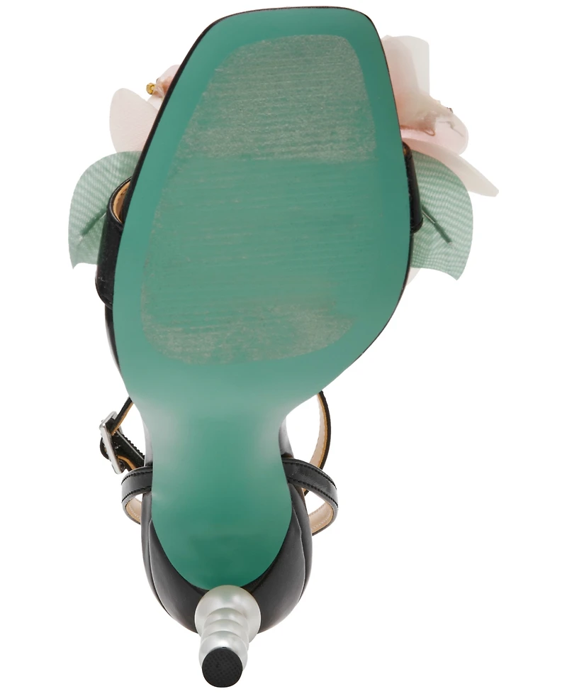 Betsey Johnson Women's Kasie Floral Pearl Heel Dress Sandals