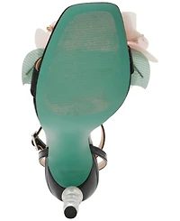 Betsey Johnson Women's Kasie Floral Pearl Heel Dress Sandals