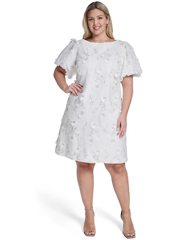 Jessica Howard Plus Bubble Short-Sleeve Boat Neck Sheath Dress