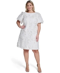 Jessica Howard Plus Bubble Short-Sleeve Boat Neck Sheath Dress