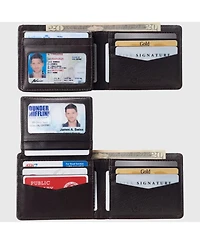 Alpine Swiss Mens Genuine Leather Passcase Bifold Wallet Rfid Safe 2 Id Windows