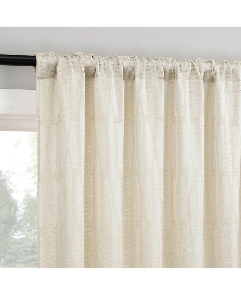 No. 918 Dover Tonal Geometric Semi-Sheer Back Tab Curtain Panel