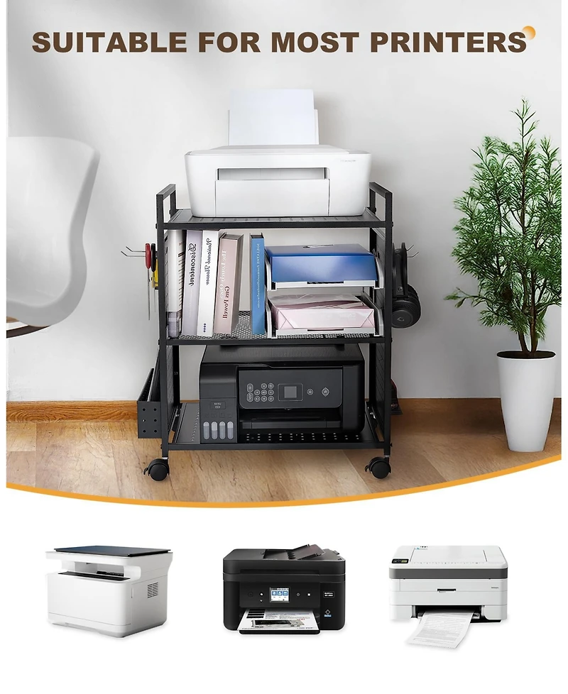 Mythinglogic 3-Tier Rolling Stand with Pegboard