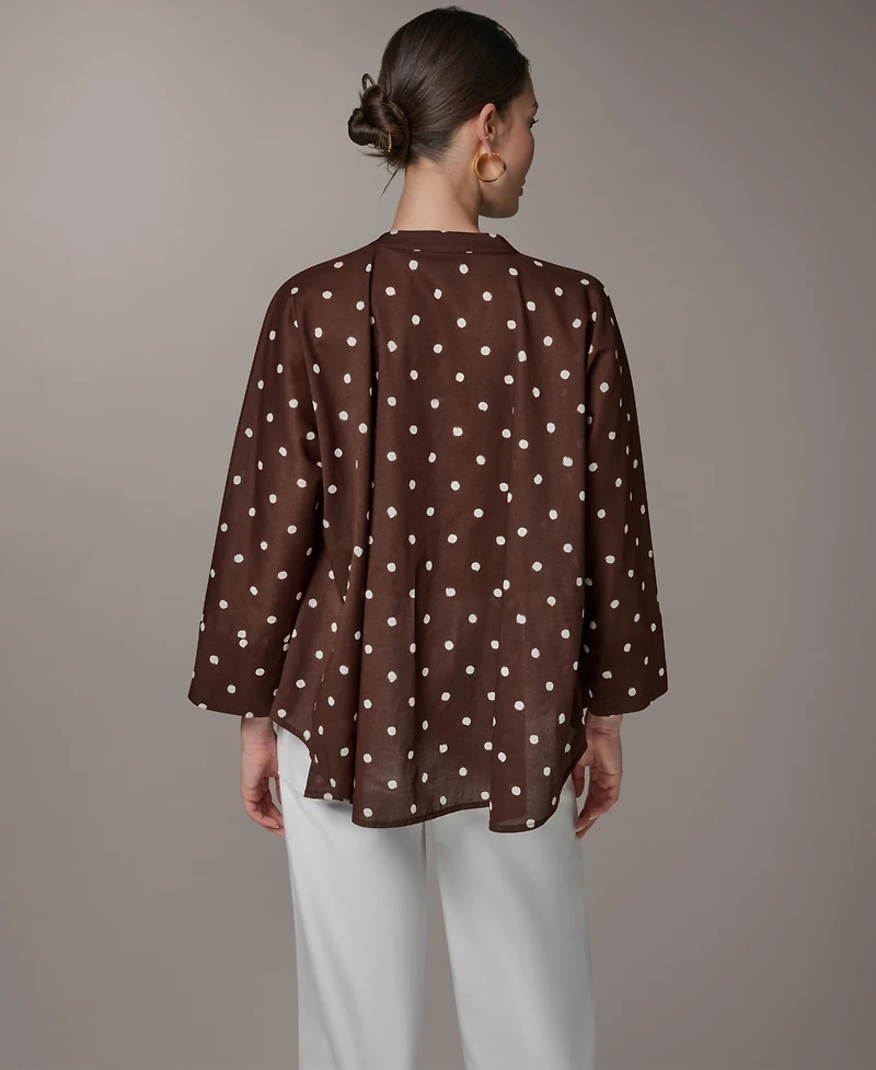 Donna Karan Weekend Women's Printed Split Neck Blouse