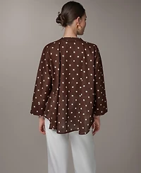 Donna Karan Weekend Women's Printed Split Neck Blouse