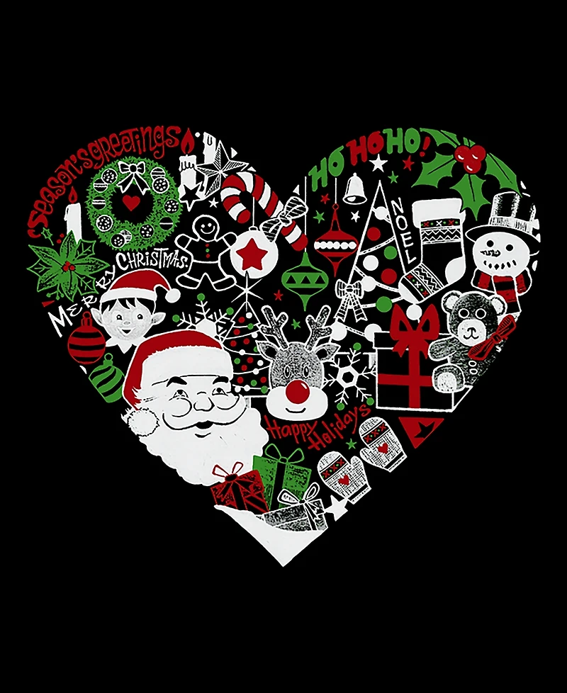 La Pop Art Women's Premium Blend Christmas Themed Heart Word T-Shirt