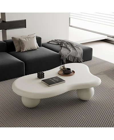 Streamdale Furniture 47 Inch Cloud Shaped Coffee Table with 3 Ball Legs for Living Room.