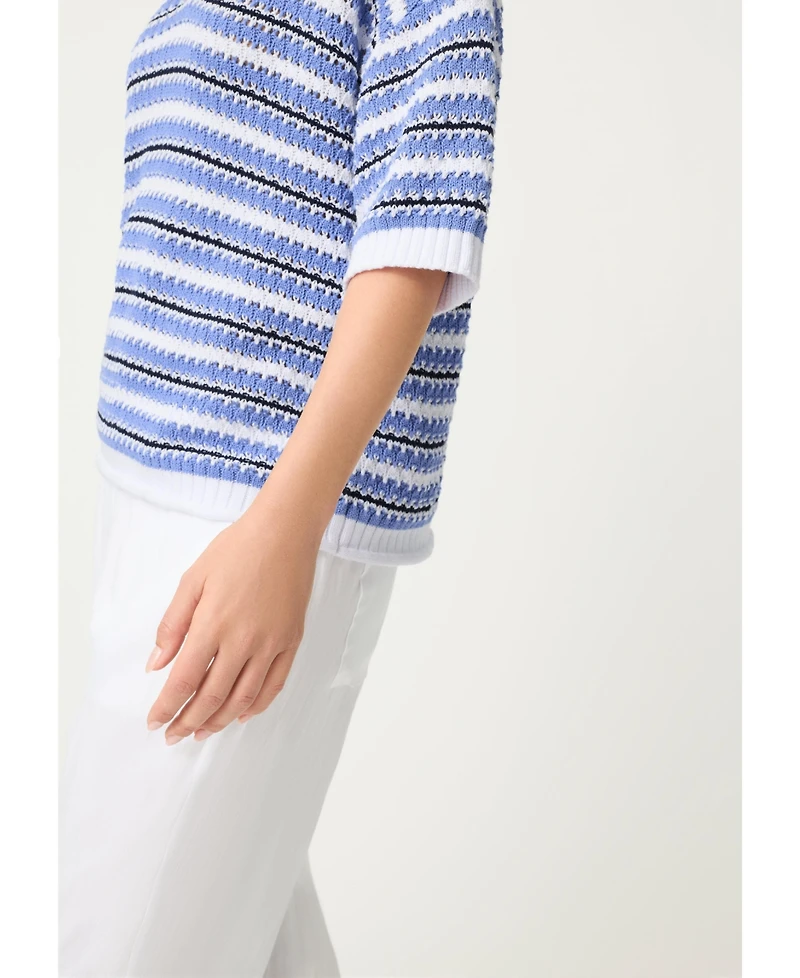 Olsen Women's Stripe Polo Sweater