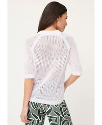 Olsen Women's Ajour Knit Polo Sweater