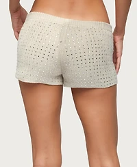 Edikted Women's Mackenzie Rhinestone Knit Shorts