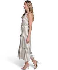Jessica Howard Women's Sleeveless Braided Halter Neck Tiered Midi Dress