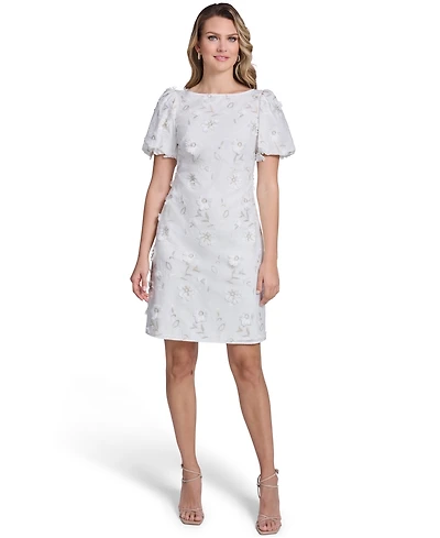 Jessica Howard Women's Boat Neck Bubble-Sleeve Sheath Dress