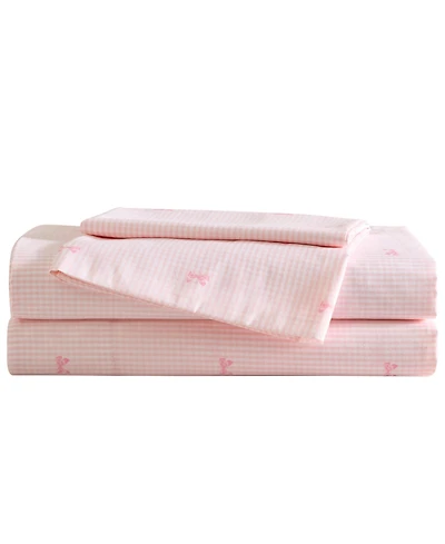 Laura Ashley Tiny Bows Microfiber 4-Pc. Sheet Set, Queen