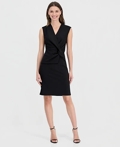 Anne Klein Women's Twist-Front-Overlay Scuba Sheath Dress