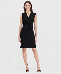 Anne Klein Women's Twist-Front-Overlay Scuba Sheath Dress