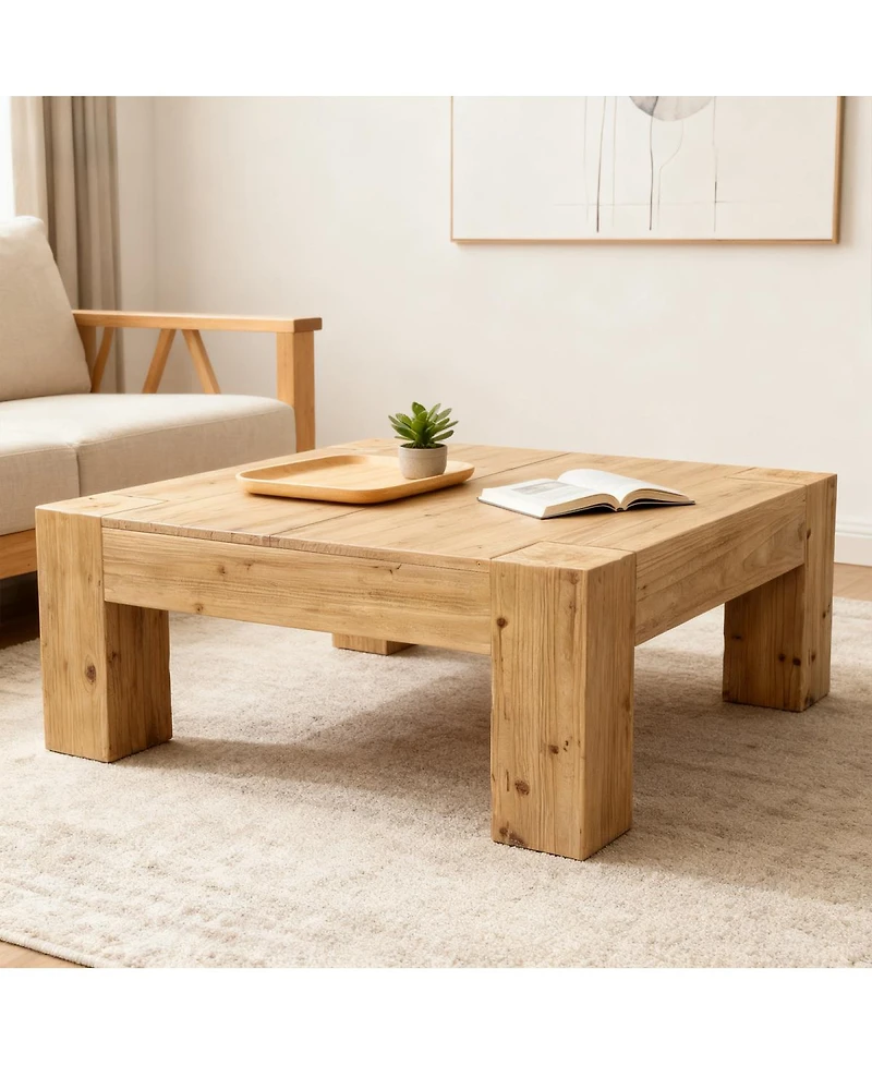 Streamdale Furniture Solid Wood Coffee Table - Nordic/Japanese Wabi-Sabi Style